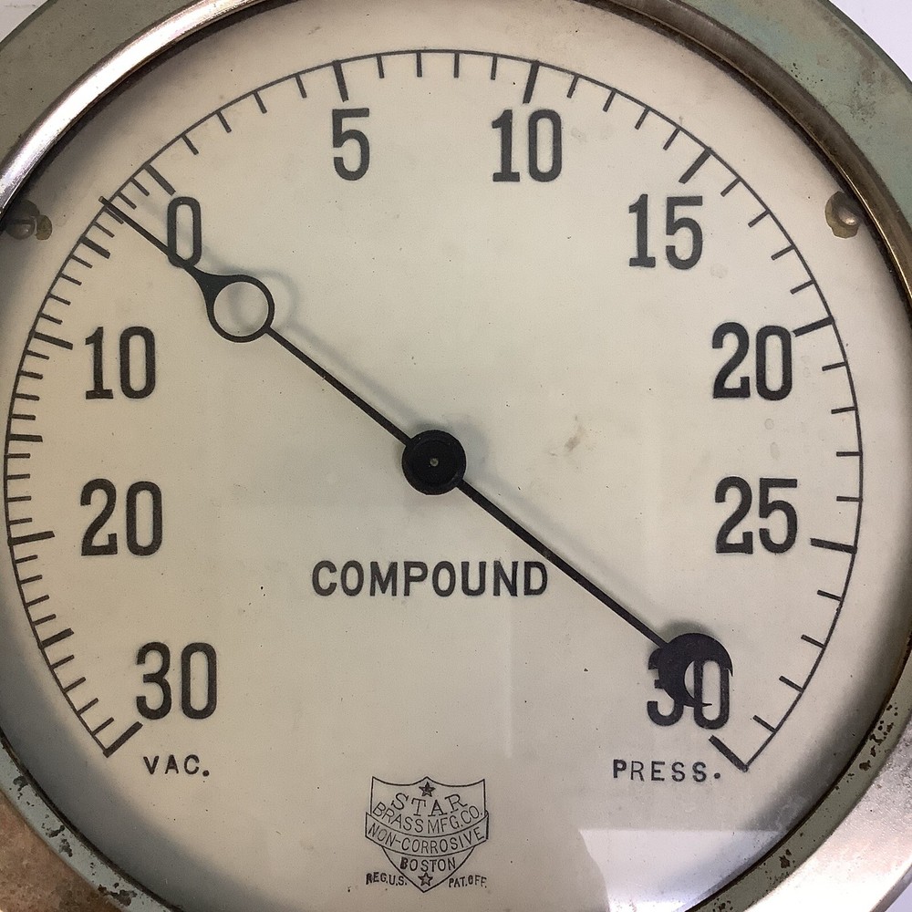 Starr Brass Mfg. Pressure/Vacuum Gauge 9.5” Face Diameter