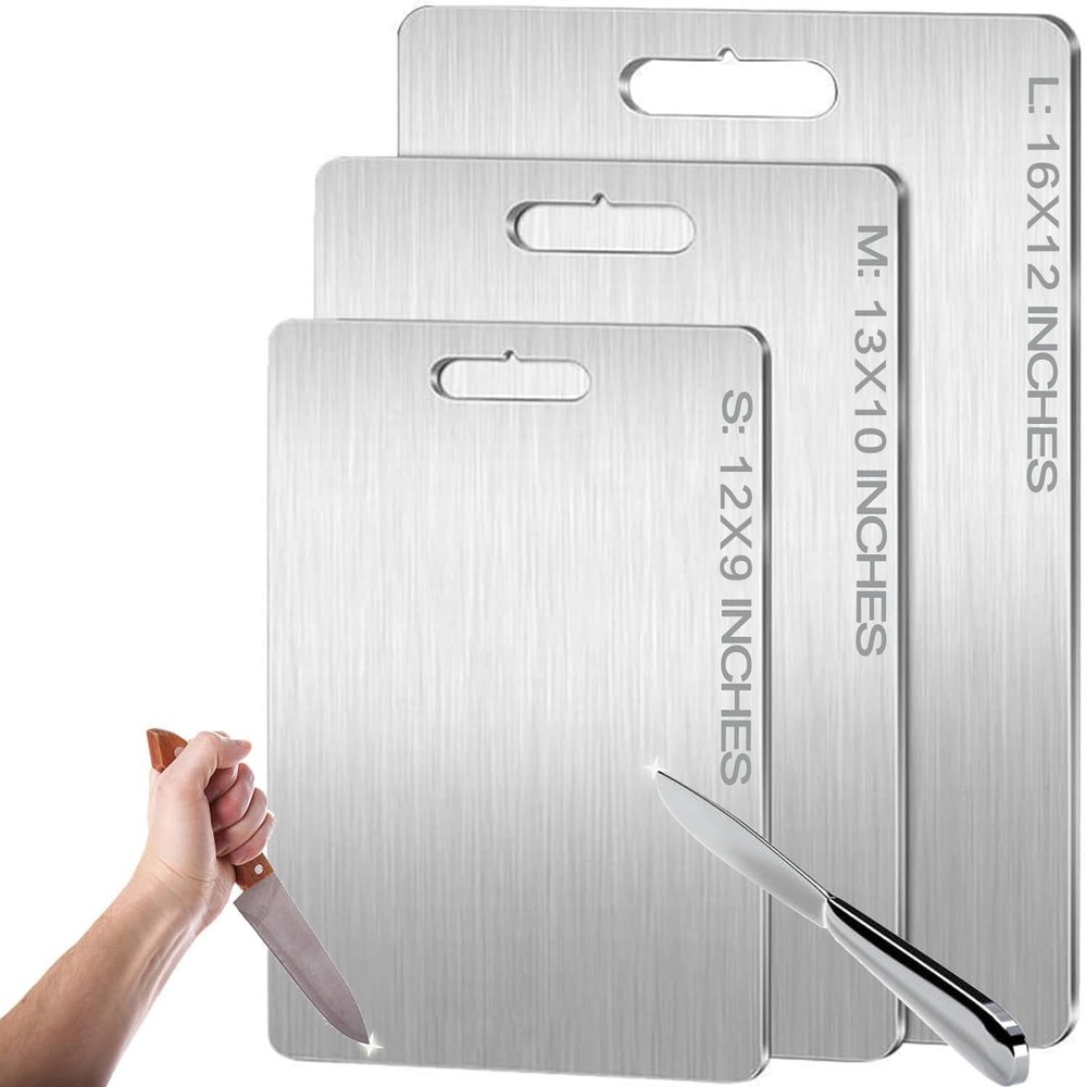 Titanium Cutting Board Set of 3, 100% Pure Titanium Cutting Boards for Kitchen,