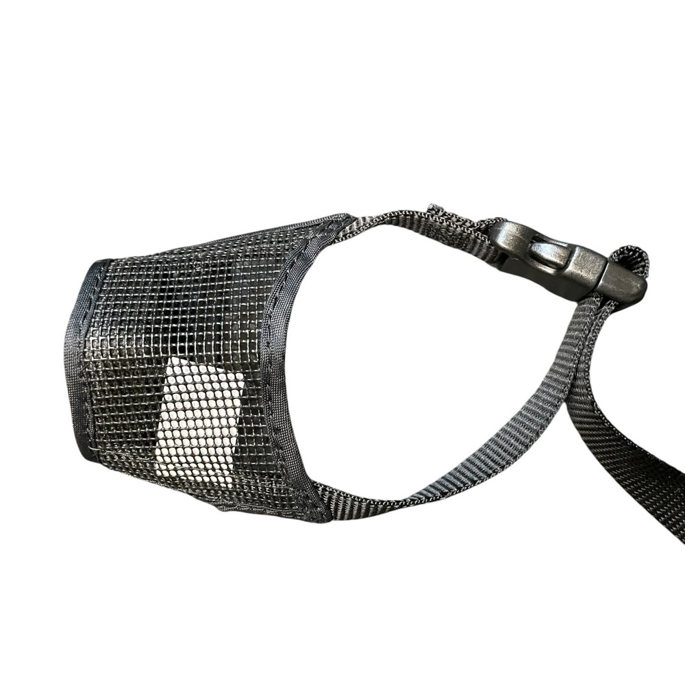 Small Dog Muzzle Size 3 Black Mesh Adjustable Nylon Strap Custom Fit Breathable