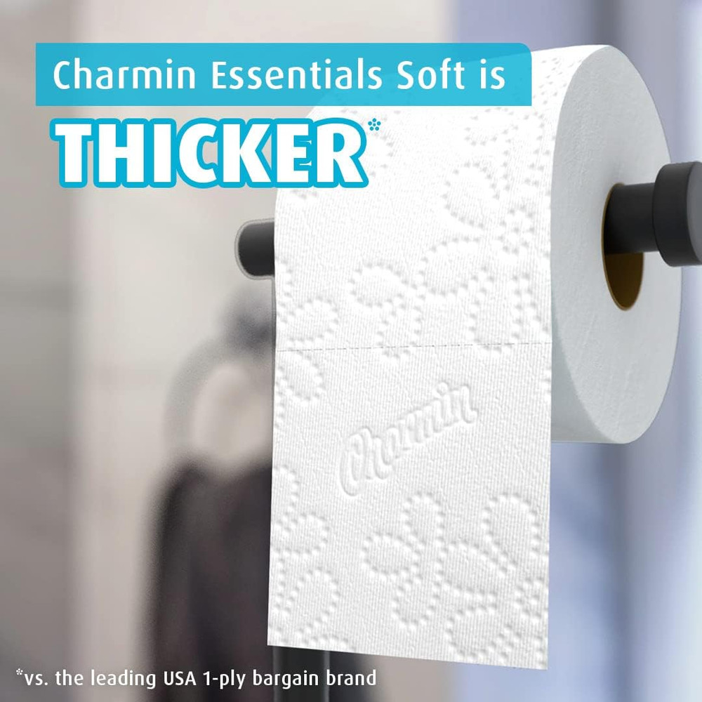 Essentials Soft Toilet Paper, 9 Mega Rolls = 36 Regular Rolls