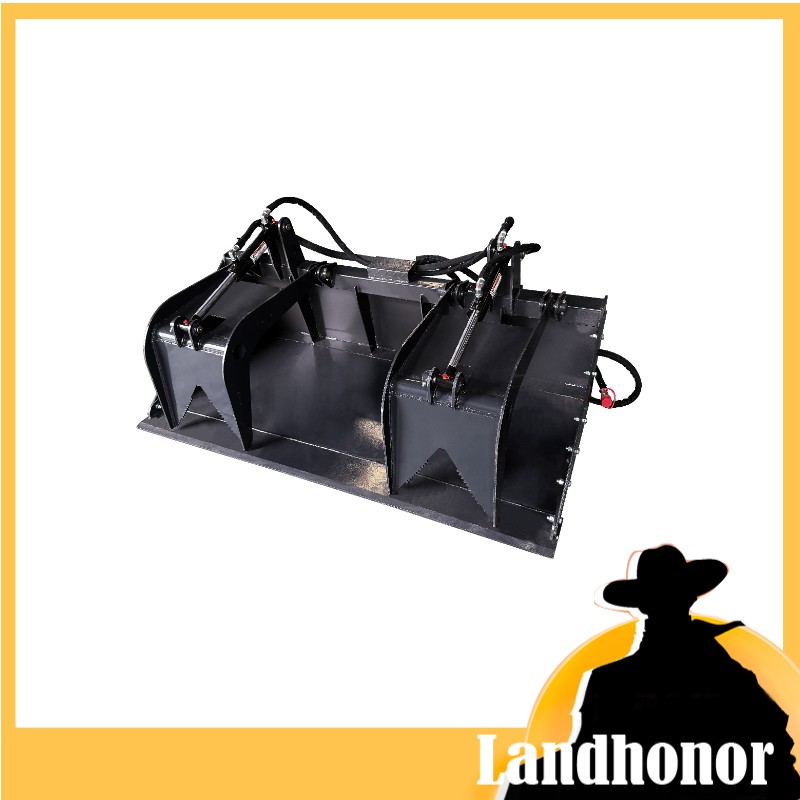 Landhonor Dual Cylinder Grapple Bucket 72'' Solid Bottom Quick Attach Attachment