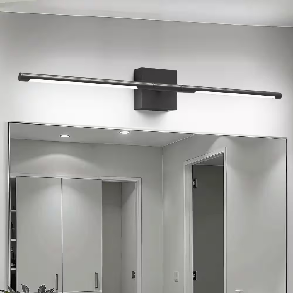 2-Pack Black Dimmable Timing Integrated LED Wireless Wall Sconces with Remote Co