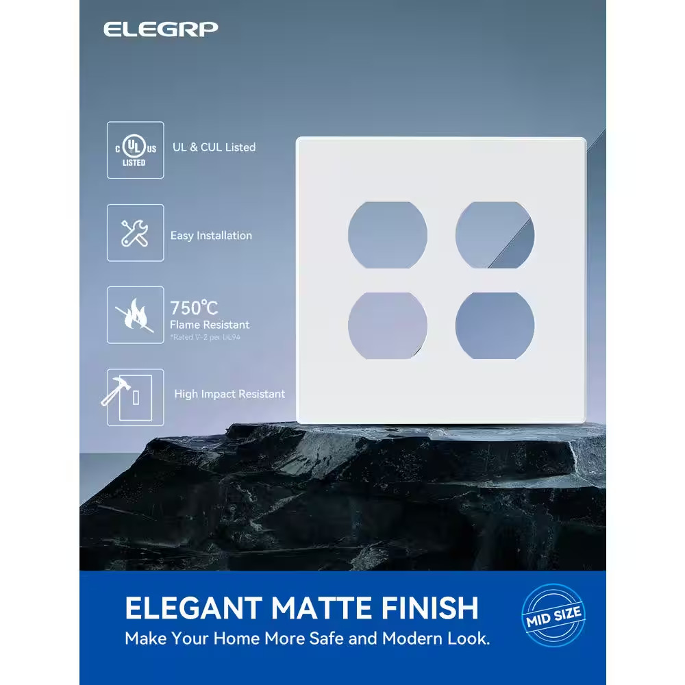 4-Gang White Duplex Outlet Plastic Wall Plate (10-Pack)