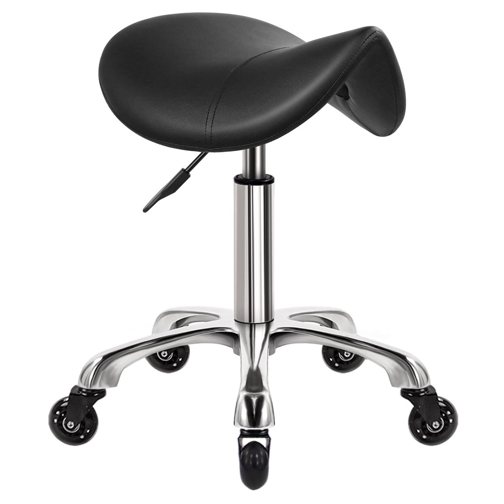 Heavy Duty Saddle Rolling Stool with Wheels Hydraulic Swivel Adjustable Rolli...
