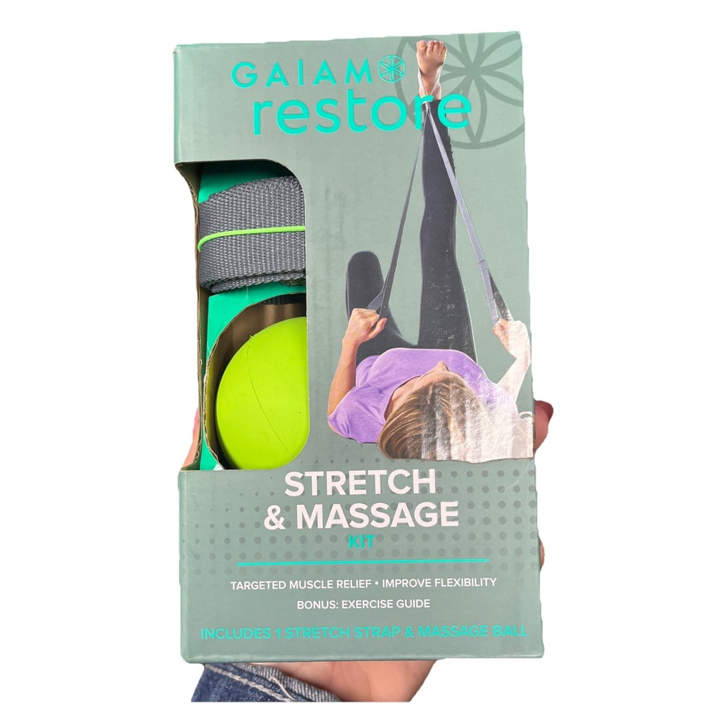 GAIAM Restore Stretch & Massage,  Massage Ball & Stretch Strap Green