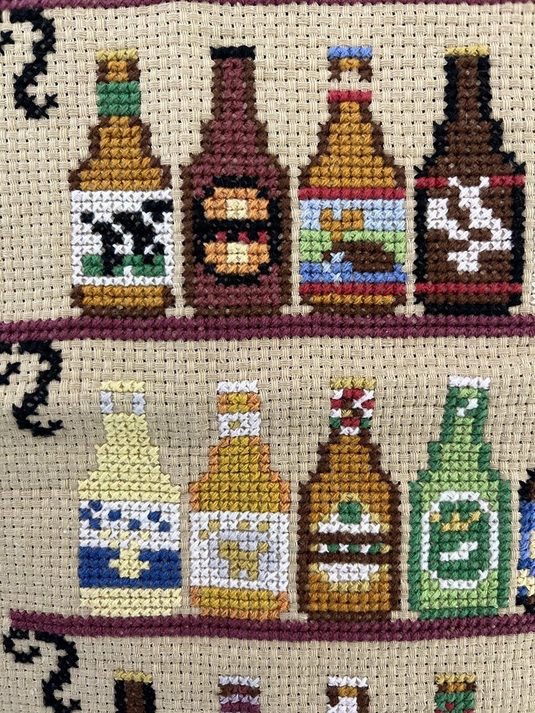 completed finished cross stitch Various drinks 12''x 24'' Gift