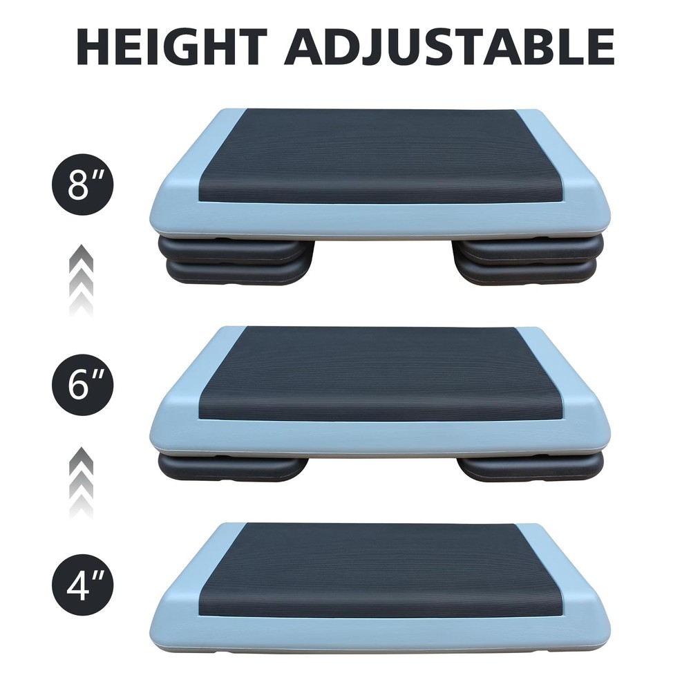 Aerobic Step Platform 30" × 14" Height Adjustable Workout Step 4" - 6" for Fi...