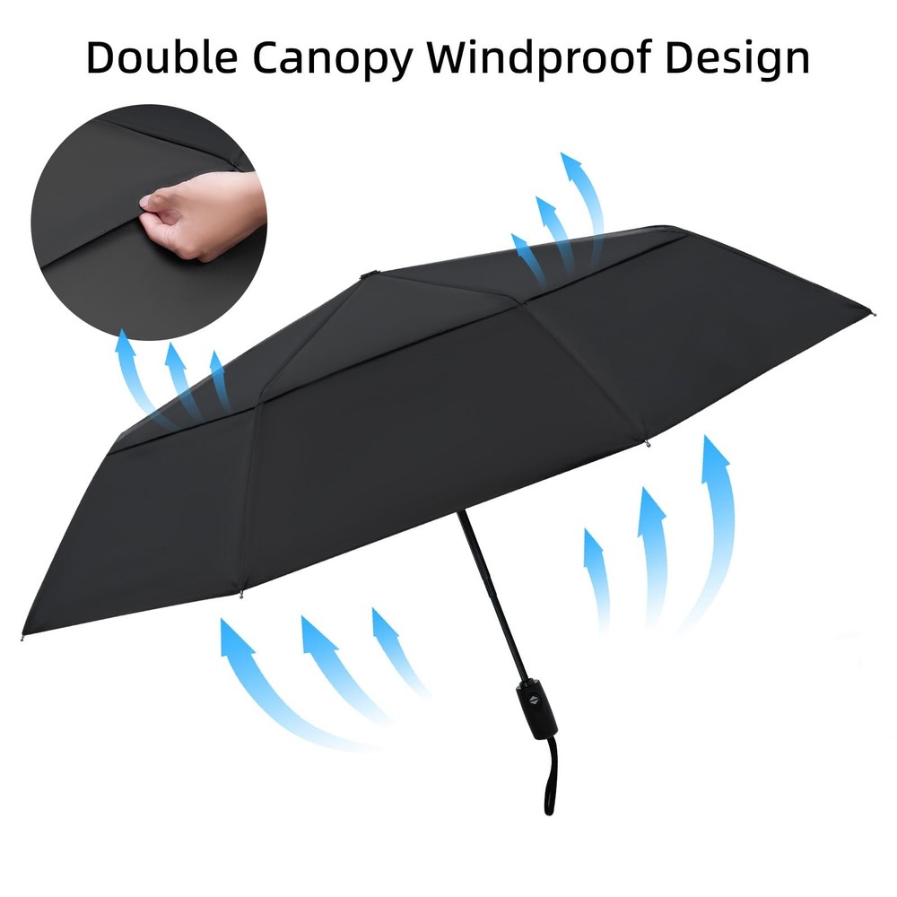 Travel Umbrella, 45 Inches Double Vented Canopy Windproof Automatic Strong Co...