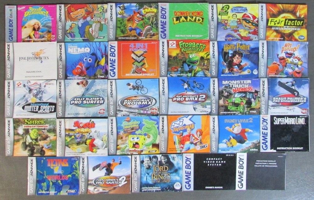 Nintendo Game Boy Basic / Advance / Color manuals & boxes gameboy booklets