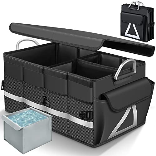 Trunk Organizer With Waterproof Bag, Collapsible Multi Compartment Storage for