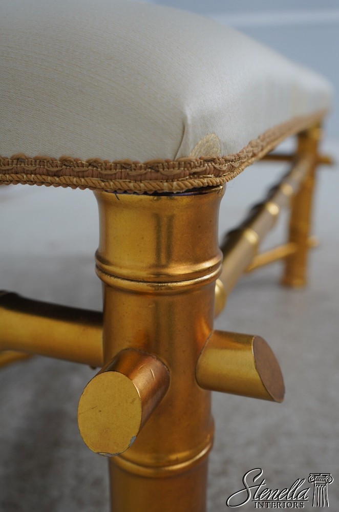 L57727: Decorator Newly Upholstered Gold Bamboo Form Bench