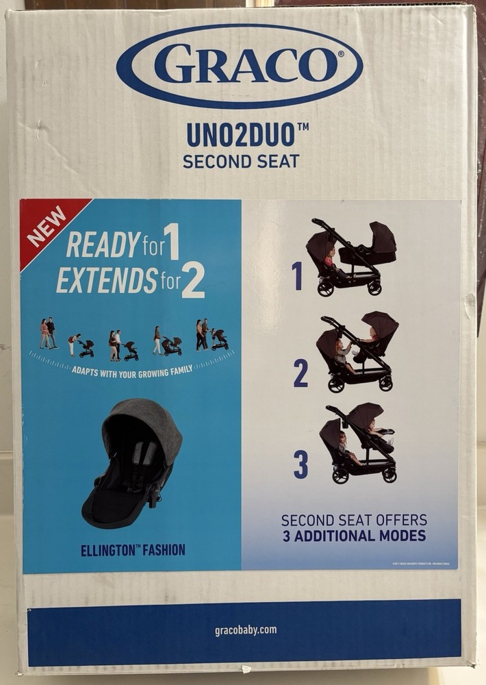 Graco Uno2Duo Stroller Second Seat – Ellington Grey New Sealed Box