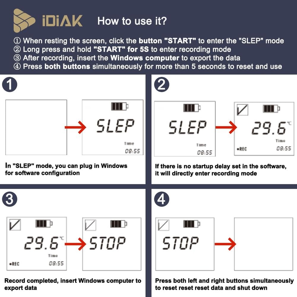 M502 Temperature Data Logger USB Temp/Humidity Recorder with PDF and Excel (R...