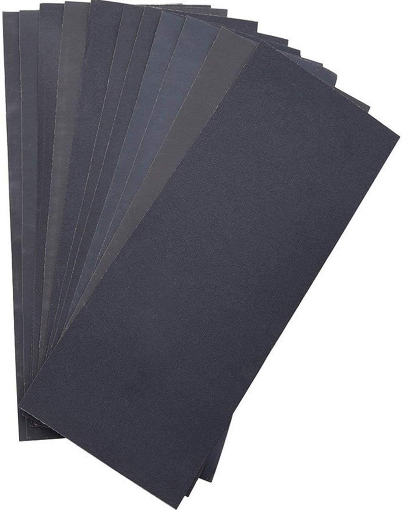 Silicone Carbide Sandpaper Sheets - Assorted Grits 400-1500, 12 Pack