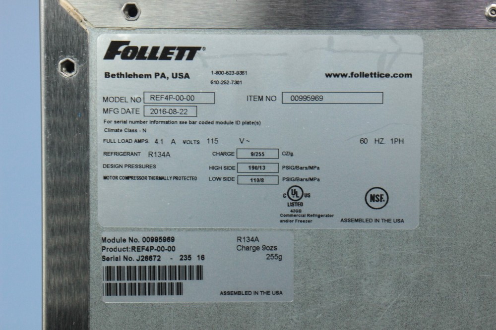 Follett Performance Plus Under Counter Refrigerator Lab Medical Pharmacy TESTED