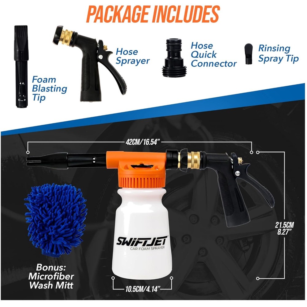 Orange Foam Cannon with Microfiber Mitt