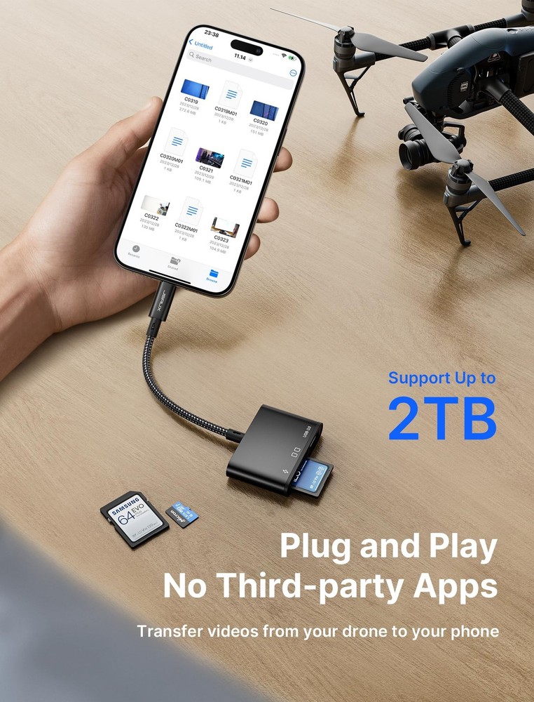 JSAUX 4-in-1 USB-C SD Card Reader - Micro with 4-in-1, Black