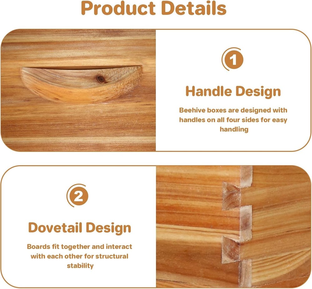 Bee Hive Langstroth Beehive Box Set 10 Deep &10 Medium Frames Wooden Beehive Box