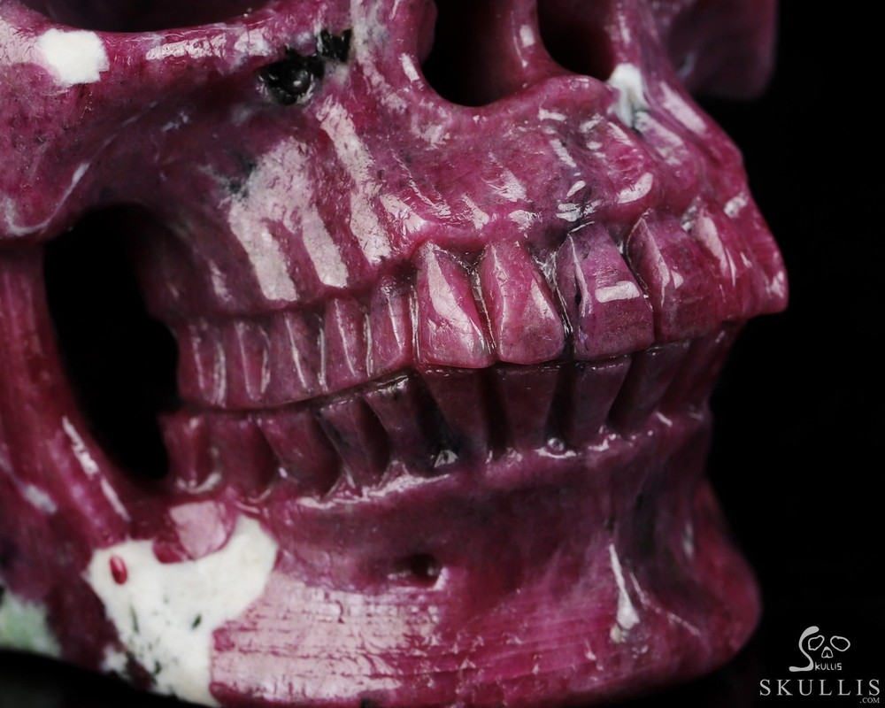 Gemstone 4.3" Ruby Hand Carved Crystal Skull, Super Realistic
