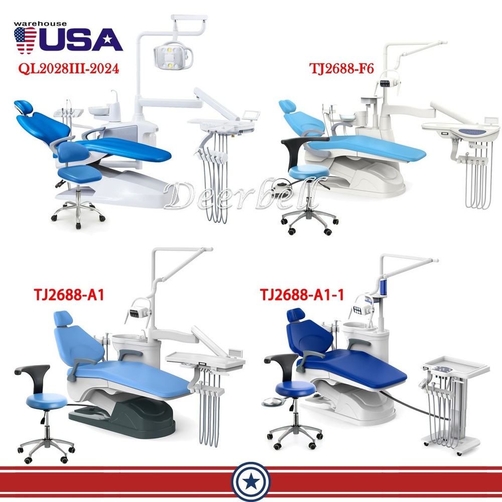 Dental Unit Chair Computer Controlled DC Motor PU Hard Leather+Dentist Stool