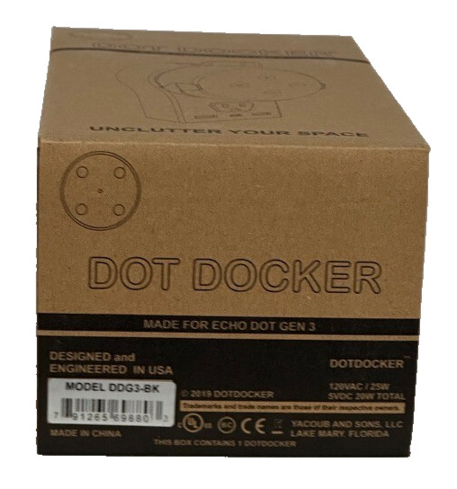 Echo Dot Docker Wall Mount for Dot Gen 3-New Sealed Boxes-Black