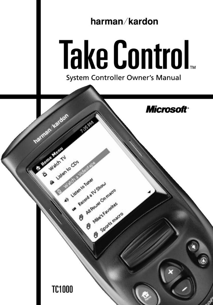 Harman Kardon TC1000 Remote Control Owners Manual