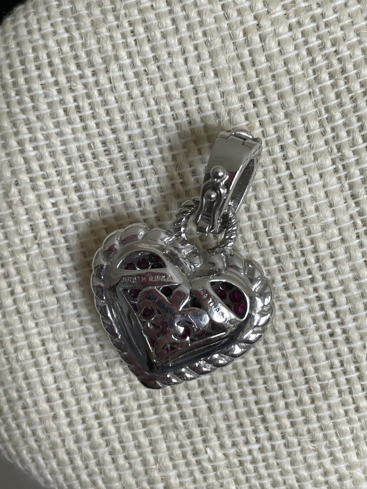 JUDITH RIPKA ruby heart sterling silver pendant enhancer