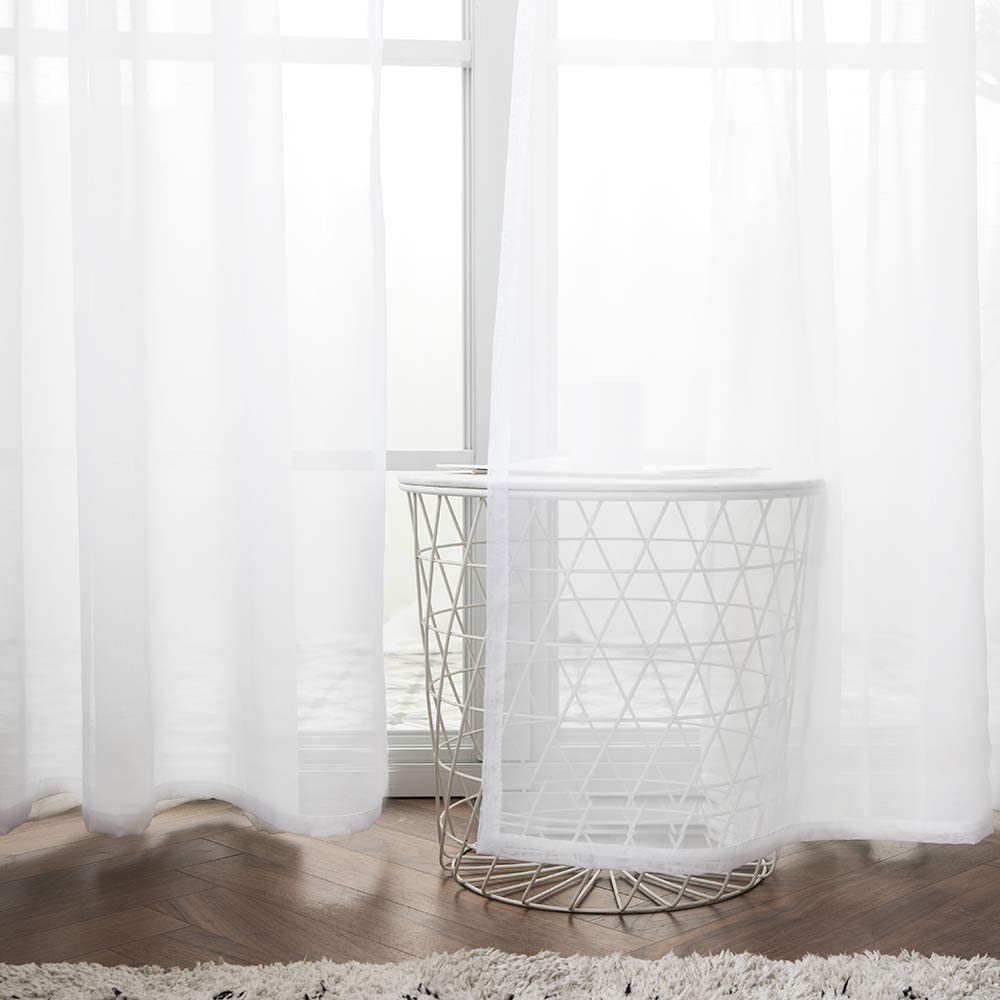 MIULEE Solid Color Sheer Curtains 72 Inches Long 2 Panels Set Elegant Lightw...