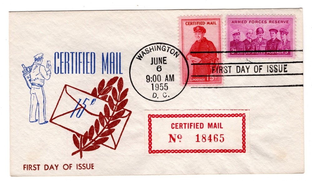 FA1 Certified Mail 1955 First Day Cover