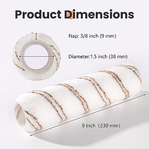 9 Inch Paint Roller, Microfiber Roller Covers with Extension Pole, 5-Wire