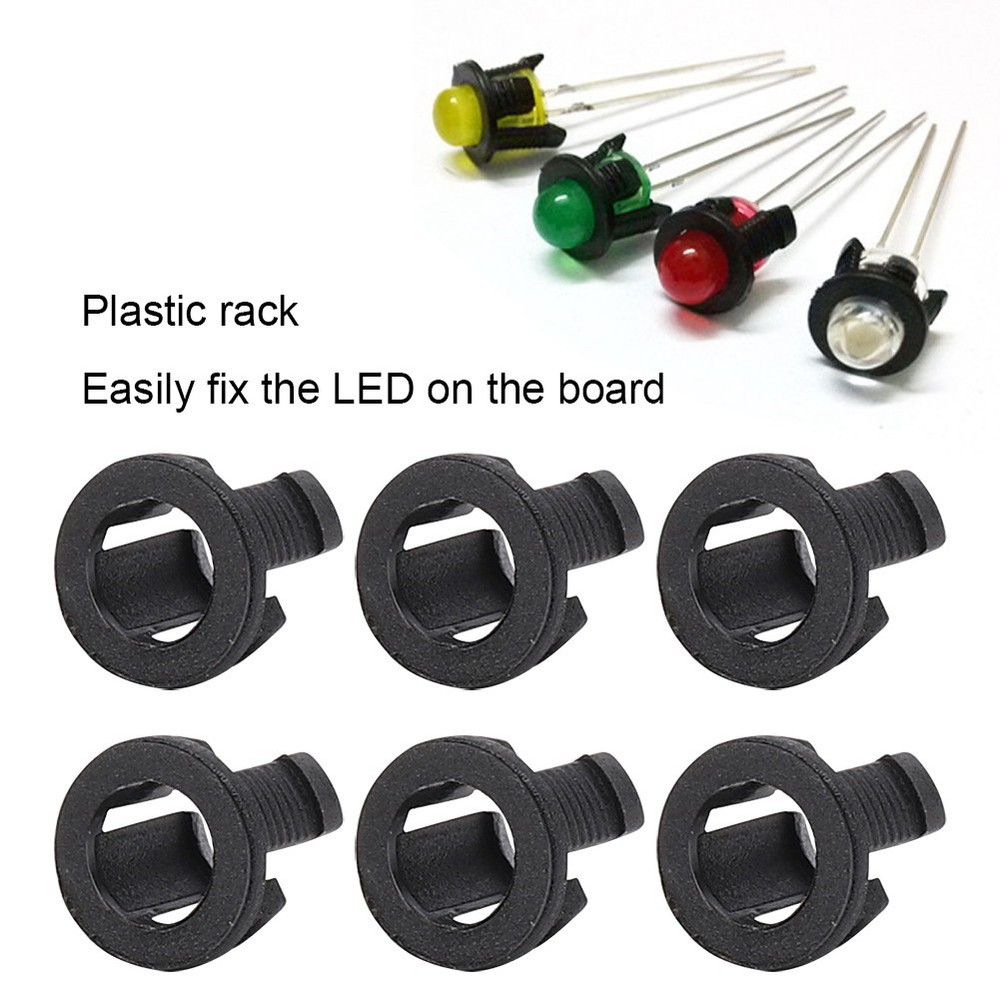 200Pcs LED Lamp Diode Holder Bulb Socket Bracket Mount Plastic Black 5mm