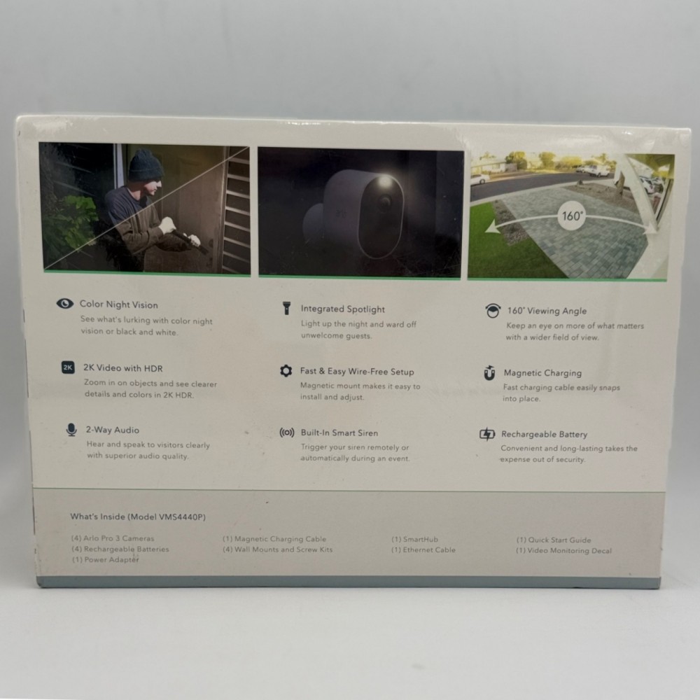 Arlo Pro 3 4-Camera Security Camera System VMS4440P-100NAS