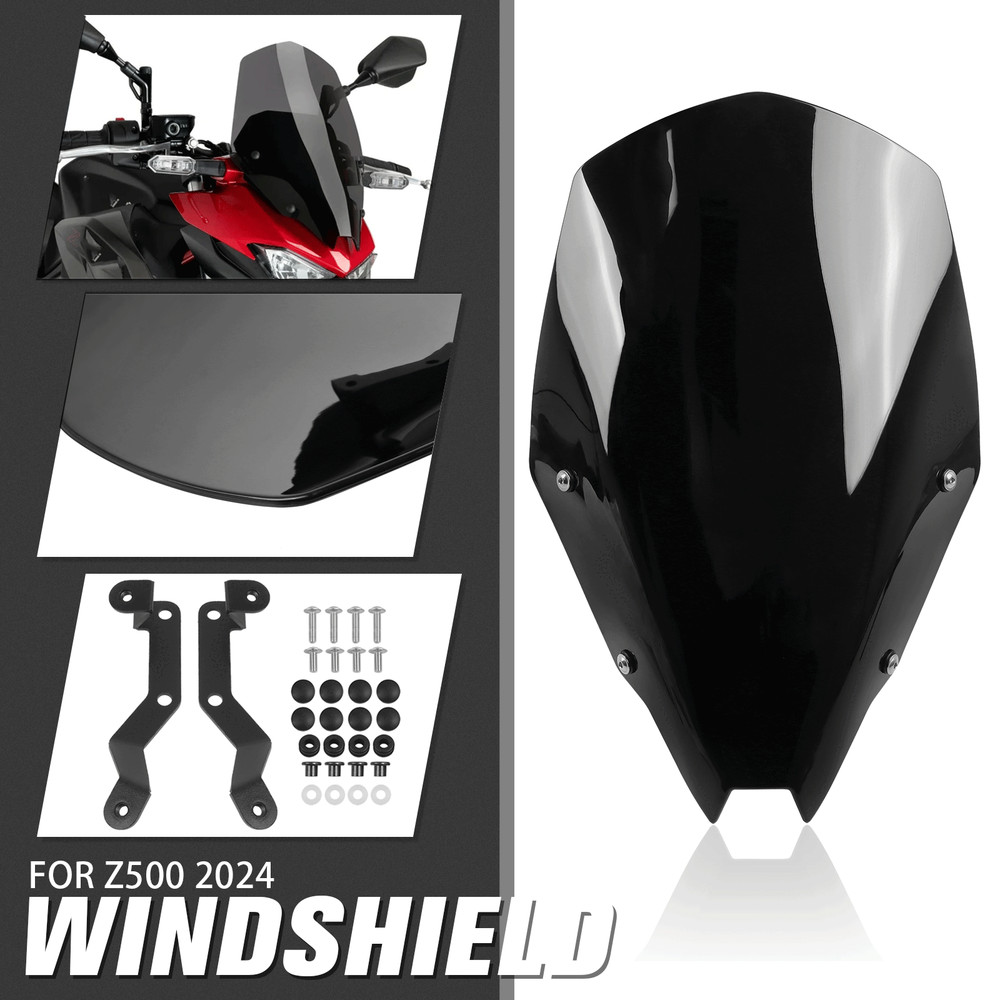 For Kawasaki Z500 SE ABS 2024-25 Windshield Windscreen Shield Screen W/ Bracket