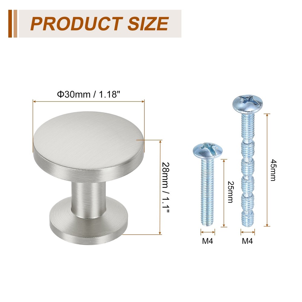 15Pcs Round Cabinet Knobs, 1.2" x 1.1" Cabinet Handles, Silver