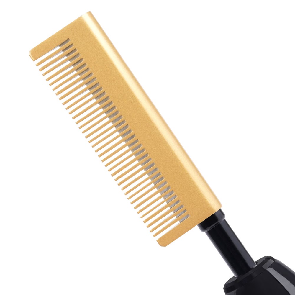 Hot & Hotter Ceramic Electrical Pressing Comb, Black & Gold