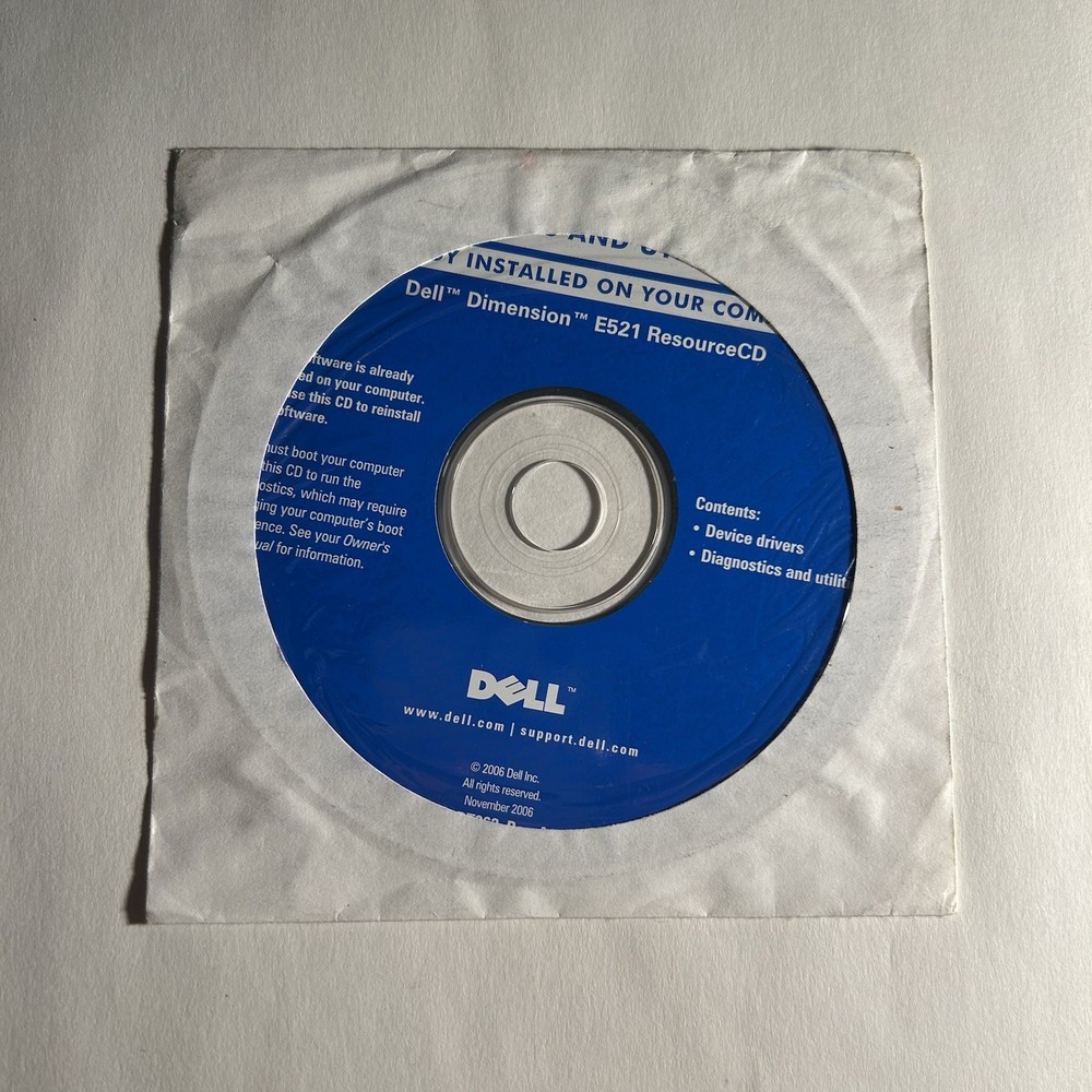 DELL Dimension E521 ResourceCD DRIVERS AND UTILITIES  Disc CD