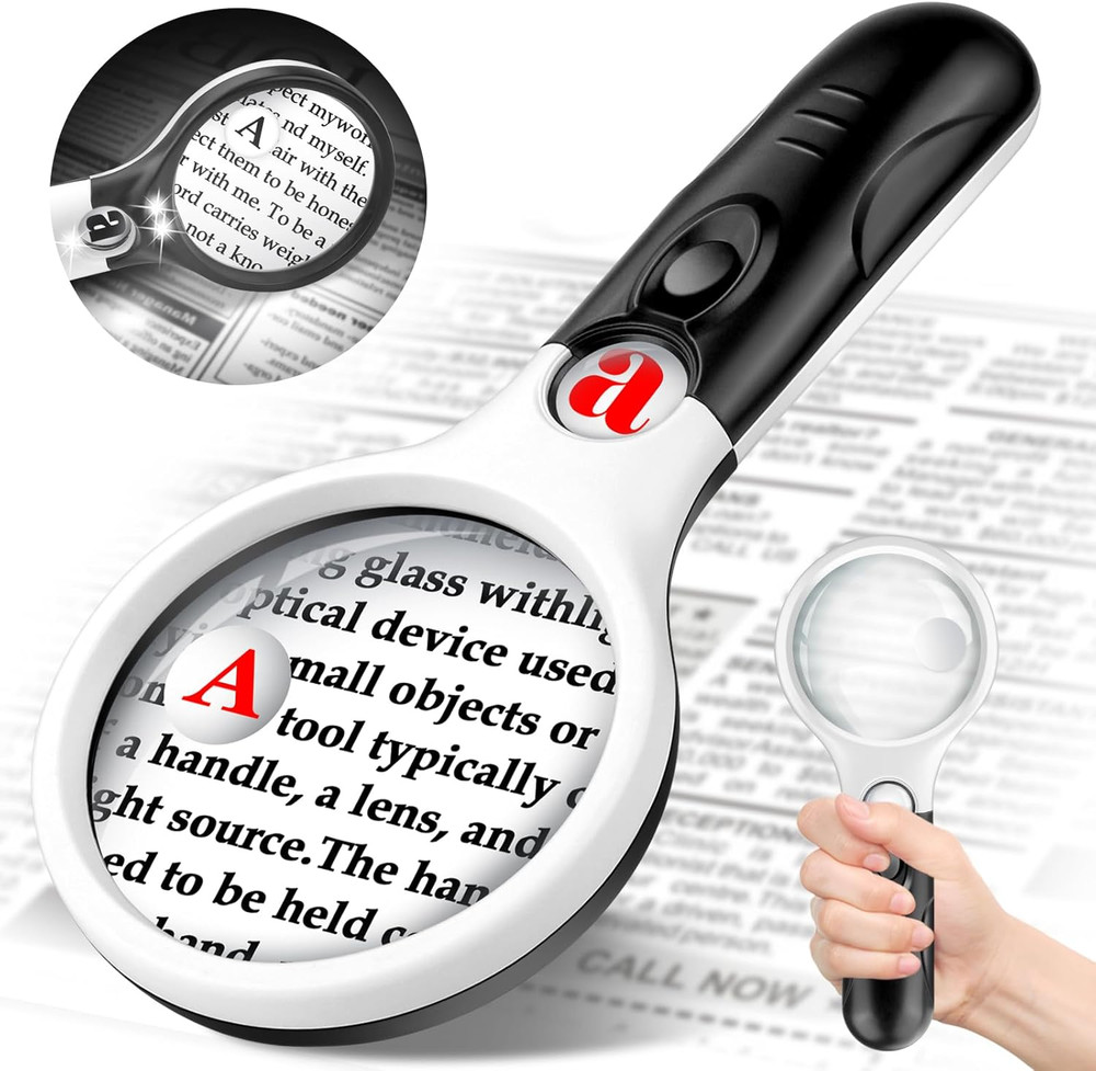 Compact Magnifying Glass with Lights,45X 10X 5X Small Handheld Lighted Magnifier