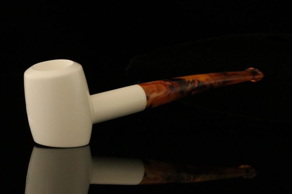 srv - Poker Block Meerschaum Pipe with fitted case M3052