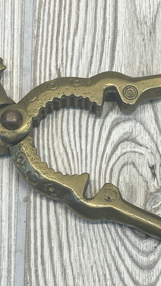 Vintage Solid Brass Rooster Bird Nutcracker Folk Art Decorative