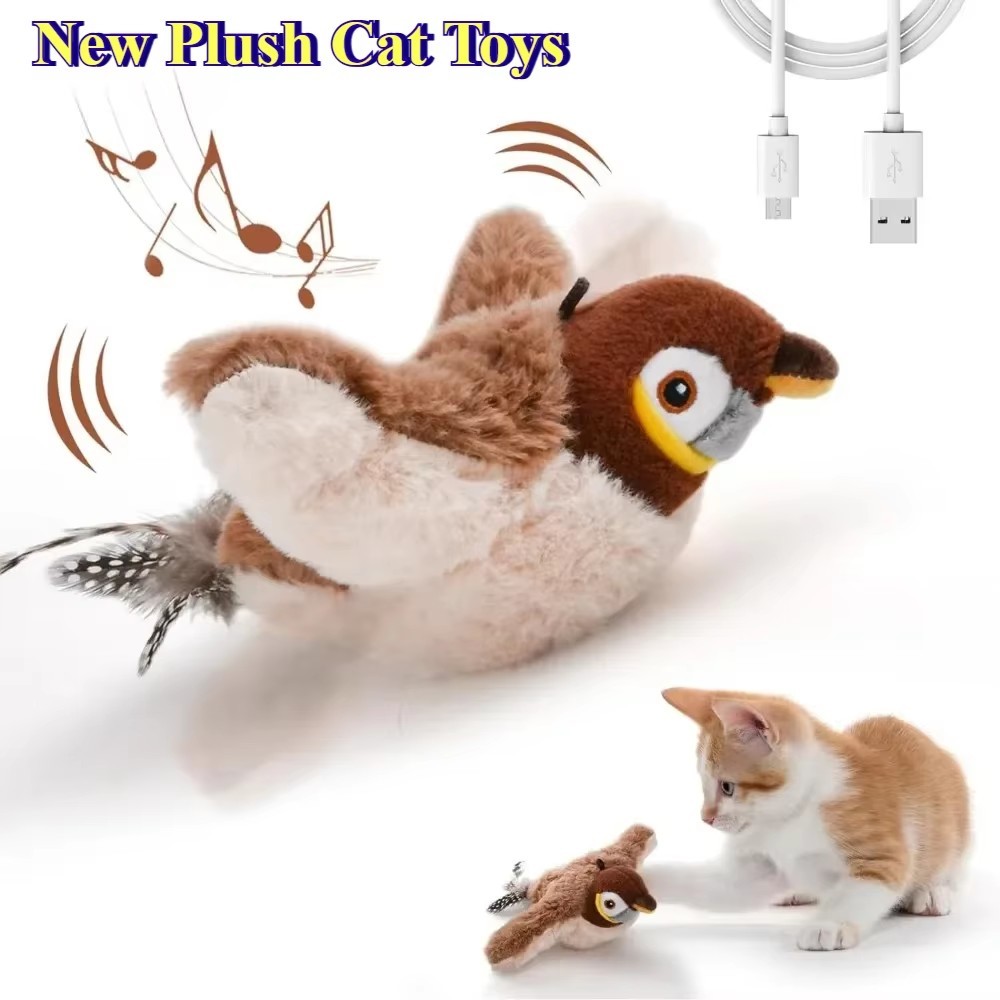 USB Interactive Flying Bird Toy – Electronic Sparrow for Cats, Pet Fun US