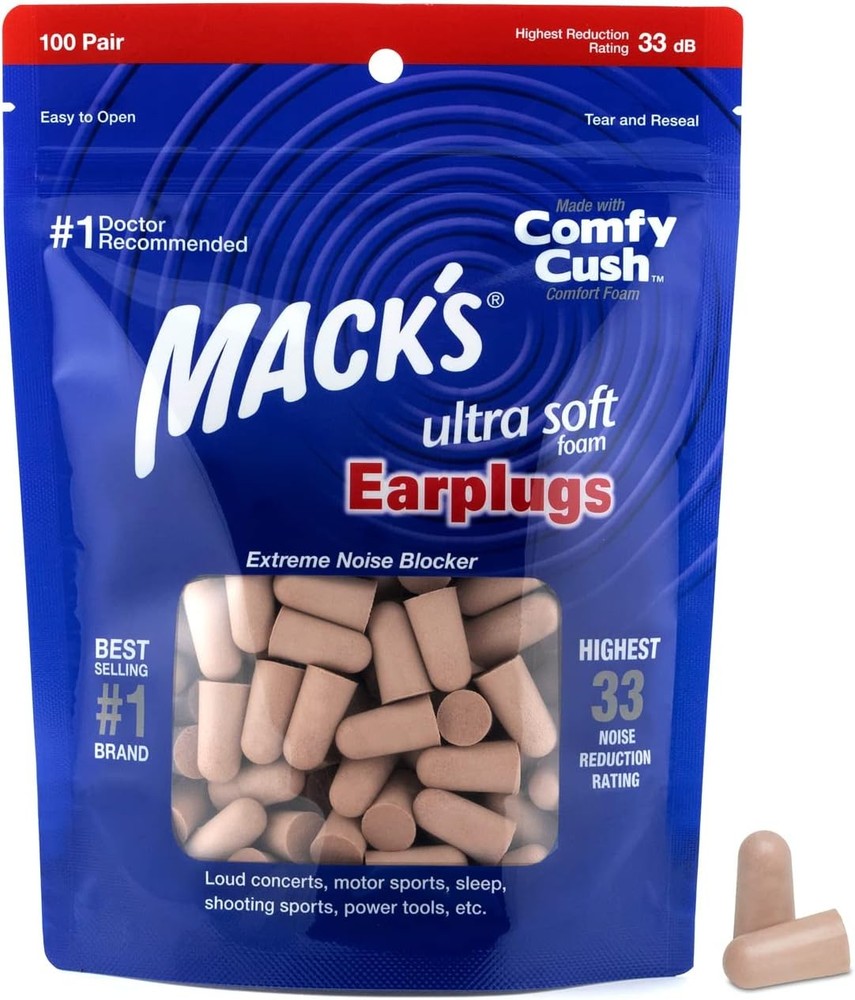 k's Ultra Soft Fo Earplugs, 100 Pair Bag - 33dB Highest NRR,