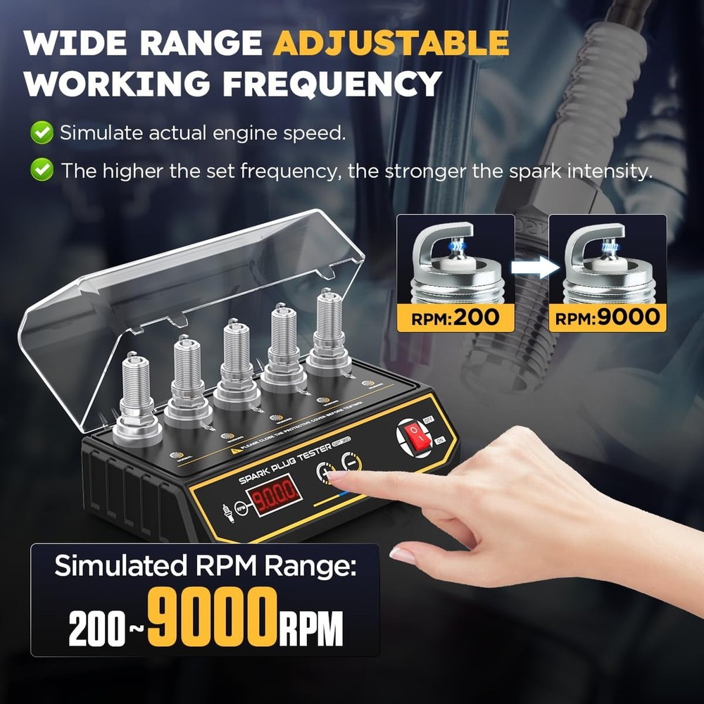Spark Plug Tester Automotive Upgraded 5-Hole Height Adjustable Engine Ignitio...