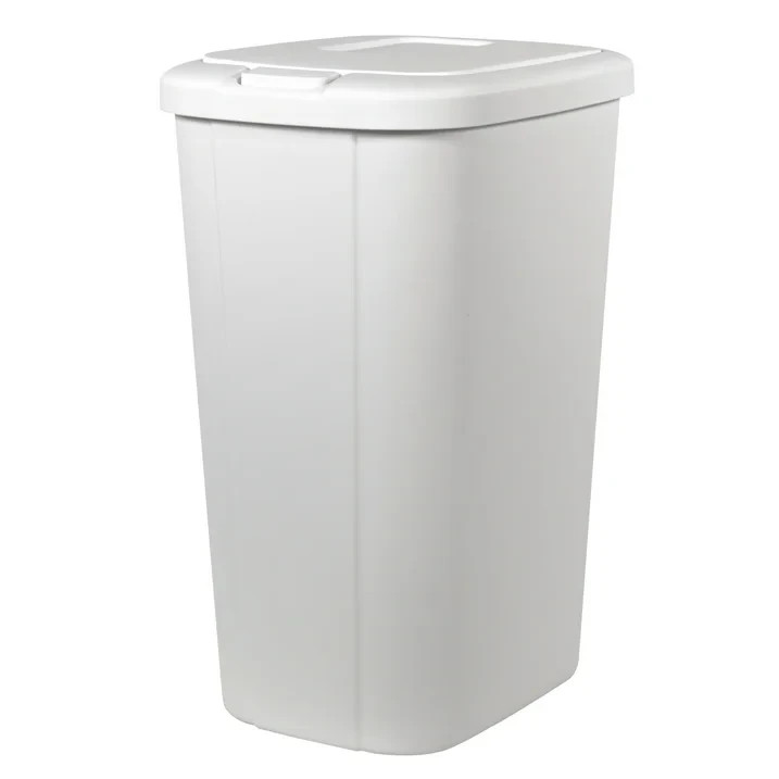 Hefty Kitchen Trash Can, 13.3 Gallon Plastic Touch Top Garbage Bin with Push But