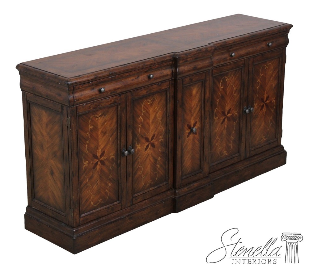 72635: Continental Style Inlaid Front Distressed Sideboard Console