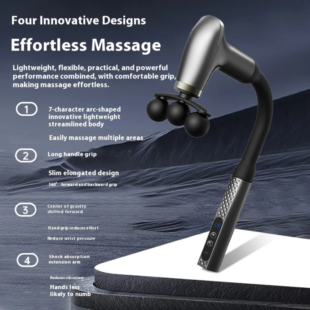 3 Head Massage Gun with Extension Handle, 12MM Massage Gun Deep Tissue, Back
