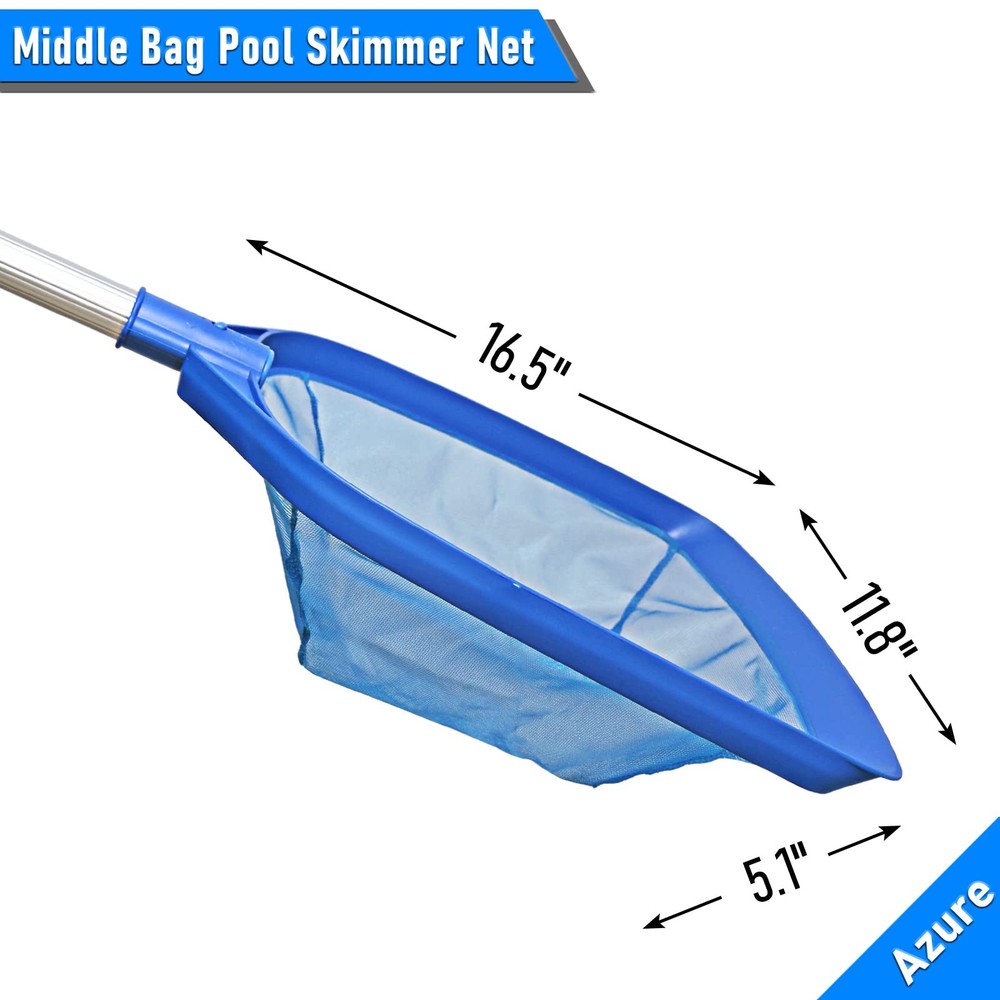 Pool Leaf Skimmer Net w/ 5 Sections Telescopic Aluminum Pole