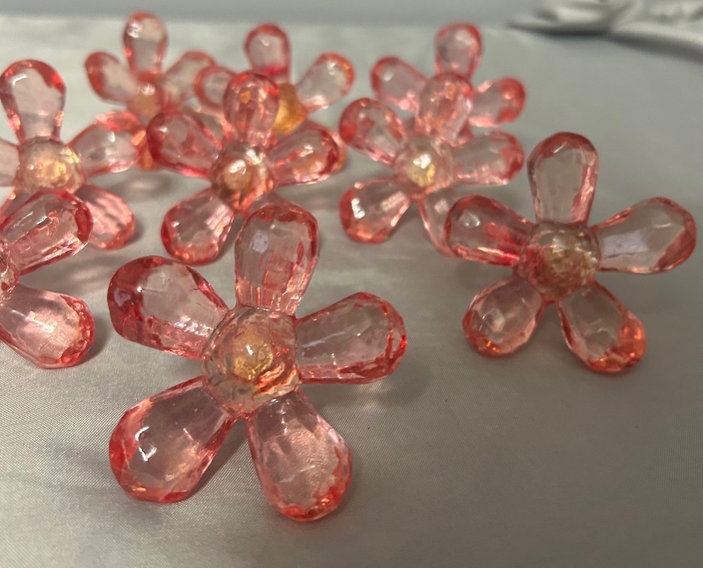 Pink Lucite Flower Draw Pulls