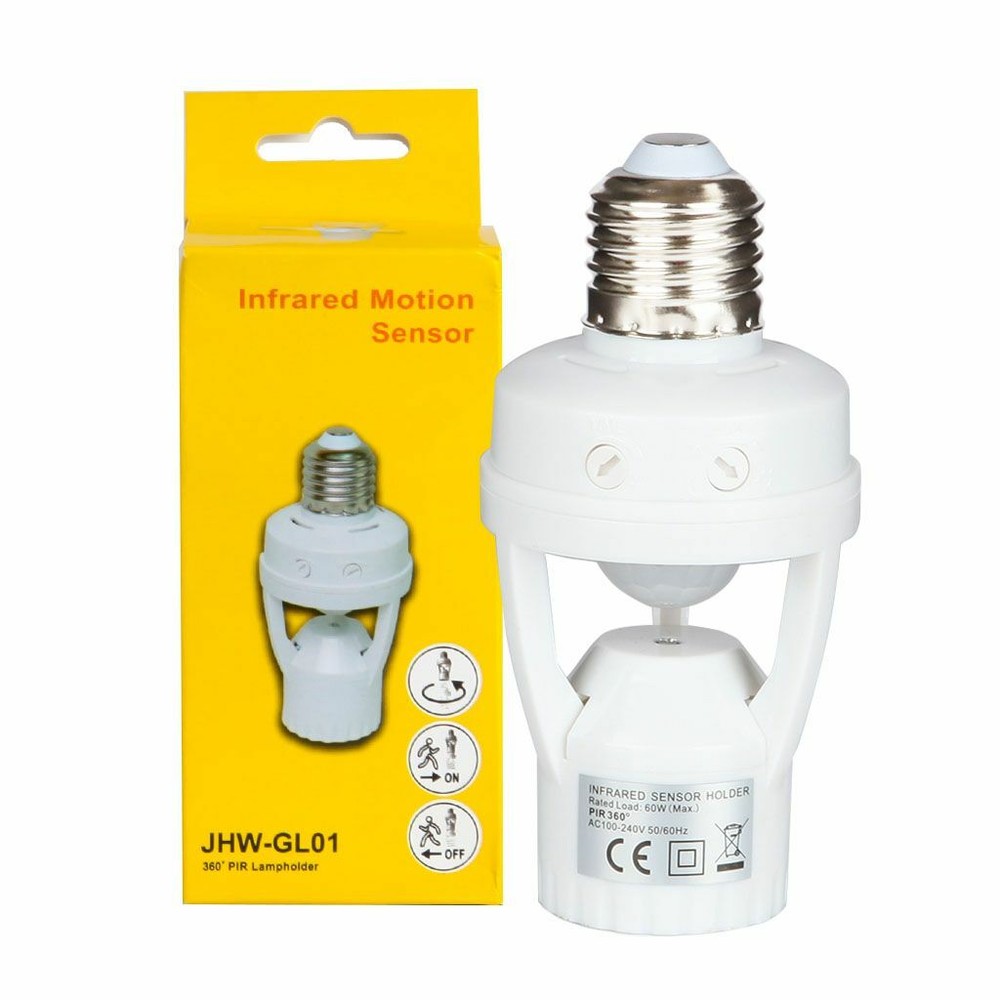 3 Pack E27 LED Light Lamp Bulb Holder Socket Switch Infrared PIR Motion Sensor