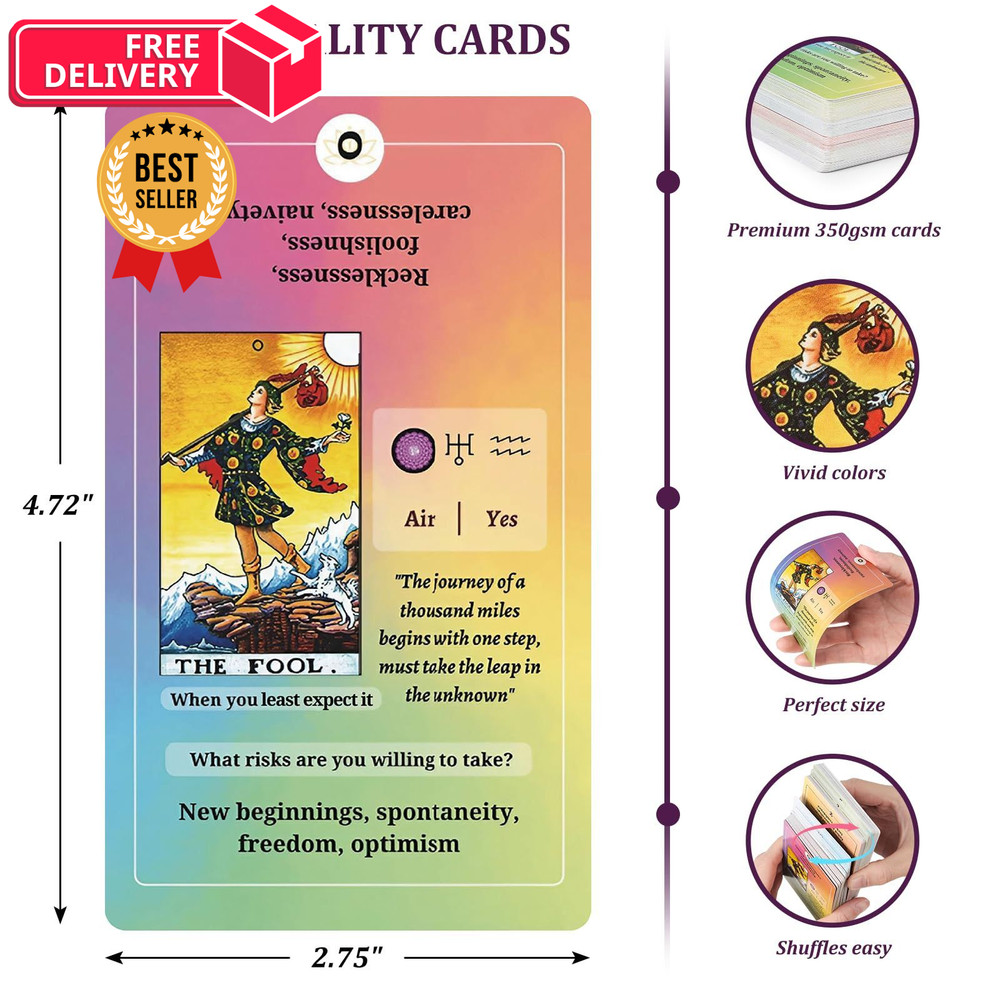 Tarot Cards for Beginners with Guide Book, Medium, Colorful