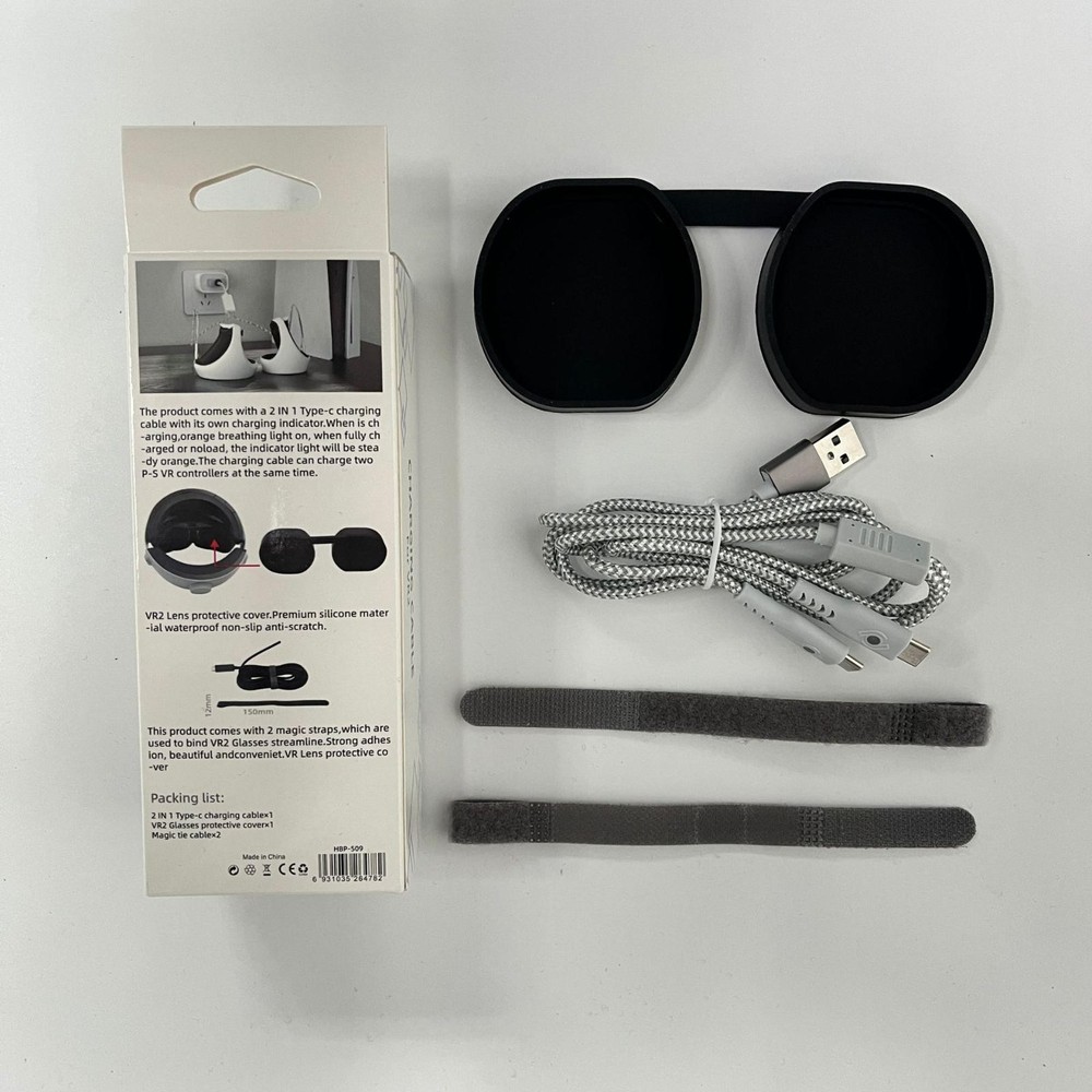 Handle Charging Cable+ Glasses Protector Cap Silicone Non-Slip Pads For PS5 VR2